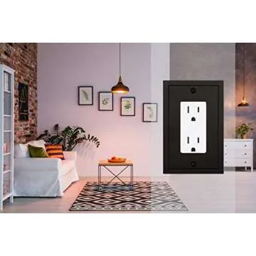 Modern Edge Decorative Wall Plate Switch Plate Outlet Cover, Durable Solid Zinc Alloy (Single Decorator 2PK, Matte Black)