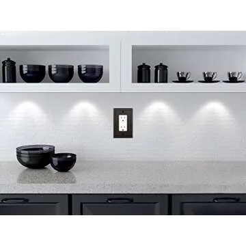 Modern Edge Decorative Wall Plate Switch Plate Outlet Cover, Durable Solid Zinc Alloy (Single Decorator 2PK, Matte Black)