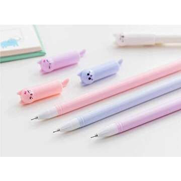 Sencoo 24 Pieces Cute Cat Pen 0.5 mm Gel Pens Black Ball Point Pens School Office Supplies School Birthday Gift