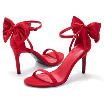 Coutgo Womens Red Ankle Strap Stiletto Heels for All Occasions