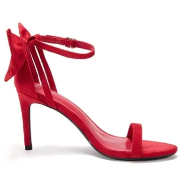 Coutgo Womens Red Ankle Strap Stiletto Heels for All Occasions