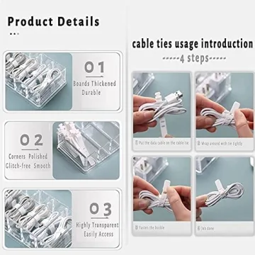 ZGDYUI Charger Organizer with 8 Compartments and Wire Ties