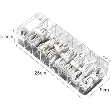 ZGDYUI Charger Organizer with 8 Compartments and Wire Ties