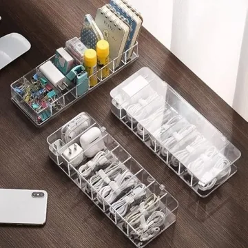 ZGDYUI Charger Organizer with 8 Compartments and Wire Ties