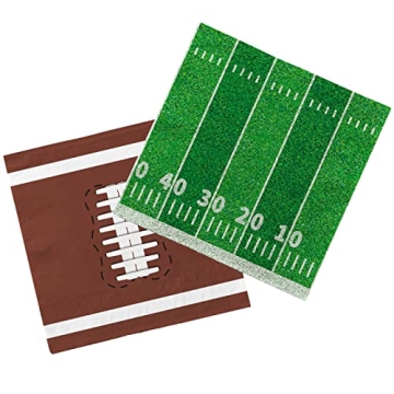 Football Birthday Party Supplies Disposable Paper Cocktail Napkins for Tailgate Party Decorations, A...