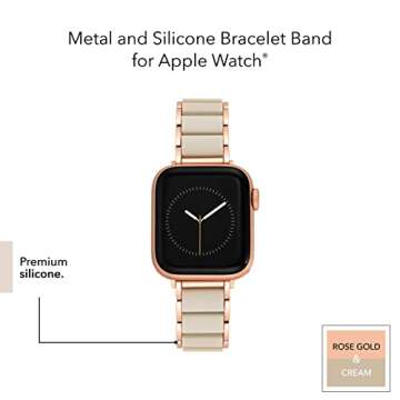 Anne Klein Rubberized Fashion Bracelet for Apple Watch, Secure, Adjustable, Apple Watch Replacement Band, Fits Most Wrists