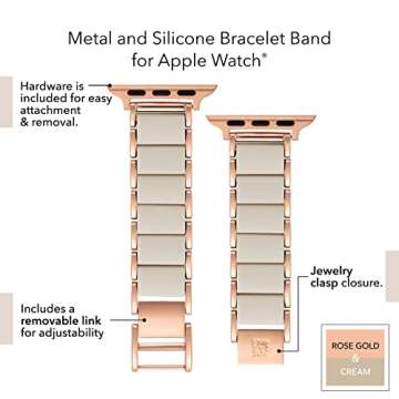 Anne Klein Rubberized Fashion Bracelet for Apple Watch, Secure, Adjustable, Apple Watch Replacement Band, Fits Most Wrists