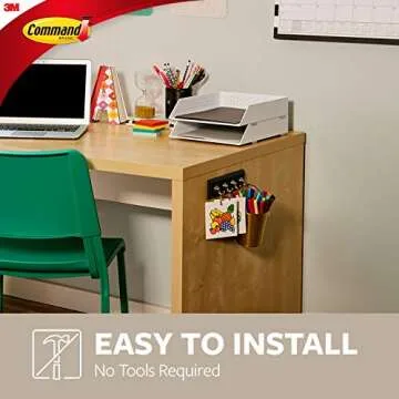 Command Key Rail, Holds up to 2 lb, 8-inch Rail with 4 Key Hooks and 6 Command Strips, Slate, Removable Key Hooks for Entryway or Hallway, Hang Keys, Hats, Dog Leashes, and Accessories