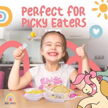 ARI MES - Unicorn Shaped Plate and Utensil Set - Fun, BPA-Free, Shatter- Resistant, Lightweight, Pic...