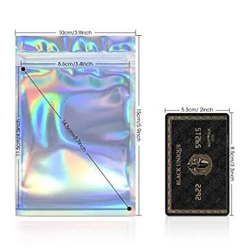 Holographic Zipper Bags with Thank You Stickers for Gifts