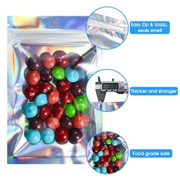 Holographic Zipper Bags with Thank You Stickers for Gifts