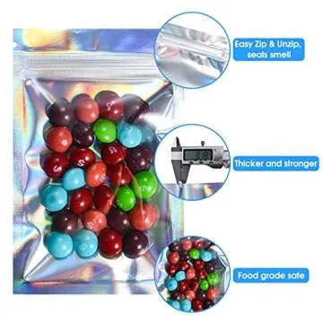 Holographic Zipper Bags with Thank You Stickers for Gifts