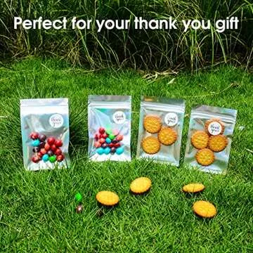 Holographic Zipper Bags with Thank You Stickers for Gifts
