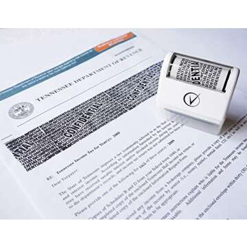 Identity Theft Protection Roller Stamps Wide Kit - Confidential Roller Stamp, Anti Theft, Privacy & Security Stamp, Designed for ID Blackout Security - Classy White with 3 Refills
