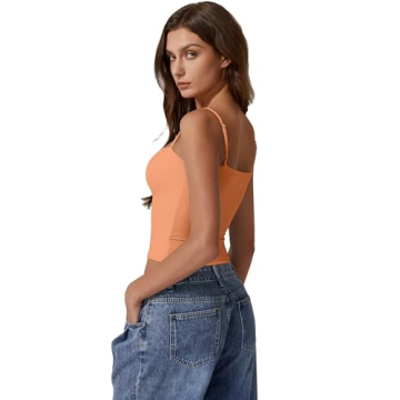QINSEN Women Amber Yellow Double Lined Tank Top
