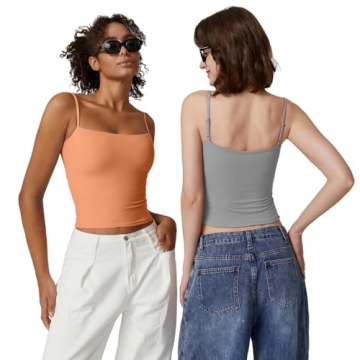 QINSEN Women Amber Yellow Double Lined Tank Top