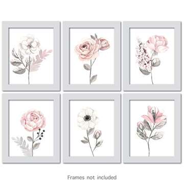 Lambs & Ivy Watercolor Floral Nursery Wall Art 6pc Set