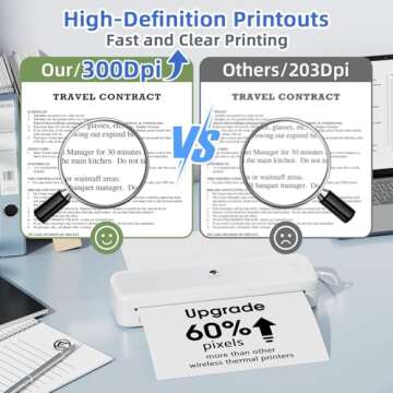 Phomemo M834 Portable Printer, Wireless Bluetooth Thermal Printer, Support 8.5" x 11" and A4 Szie Thermal Paper, Compatible with iOS, Android & PC, Mobile Printer for Travel, Office, School, White