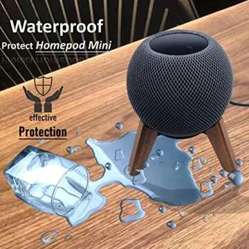 Real Wood Stand for Homepod Mini(2020 Released), Wooden Holder Tripod with Metal Frame,Safe Stable Mount with Anti-Slip Silicone pad Protects Home pod Mini Speaker Well (Color:Walnut)