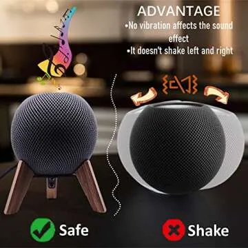 Real Wood Stand for Homepod Mini(2020 Released), Wooden Holder Tripod with Metal Frame,Safe Stable Mount with Anti-Slip Silicone pad Protects Home pod Mini Speaker Well (Color:Walnut)