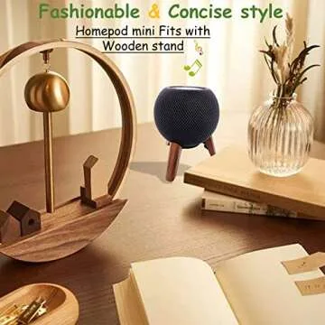 Real Wood Stand for Homepod Mini(2020 Released), Wooden Holder Tripod with Metal Frame,Safe Stable Mount with Anti-Slip Silicone pad Protects Home pod Mini Speaker Well (Color:Walnut)