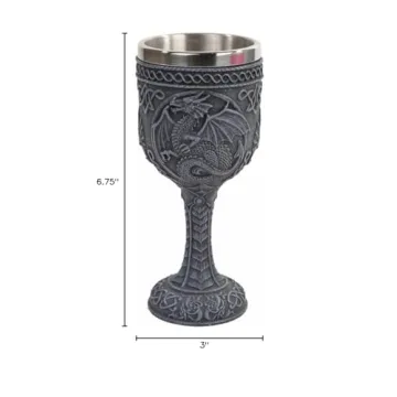 PTC Medieval Dragon Wine Goblet Resin Stainless Steel Chalice
