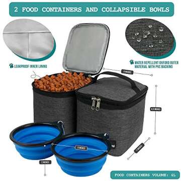 PetAmi Dog Travel Bag Backpack, Airline Approved Dog Bags for Traveling, Puppy Diaper Bag Supplies, Pet Camping Essentials Hiking Accessories Dog Mom Gift, Food Container, Collapsible Bowls, Dark Gray