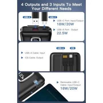 Portable Power Bank 45800mAh Fast Charging with Cables