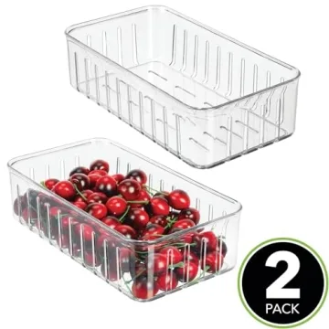 mDesign Plastic Food Container Organizer for Produce Storage