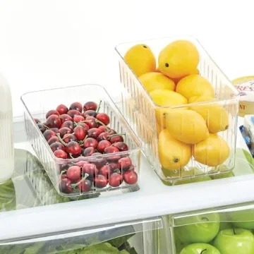 mDesign Plastic Food Container Organizer for Produce Storage