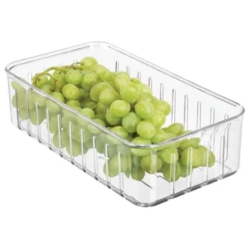 mDesign Plastic Food Container Organizer for Produce Storage