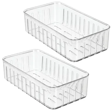 mDesign Plastic Food Container Organizer for Produce Storage