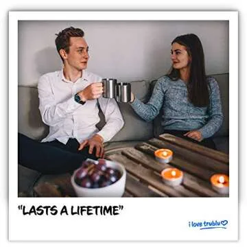 ELIXIR GLASSWARE Stainless Steel Coffee Mug with Lid Set of 2-14 oz - Leak Proof with Double Wall Insulated Coffee Mug with Handle & Lid - Travel Mug - Double Walled Coffee Cup