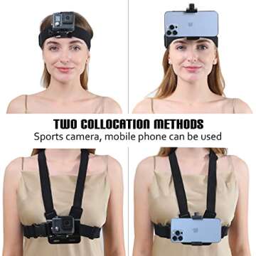 GoollRend POV/VLOG Mount Kit, Compatible with iPhone, Samsung, GoPro Hero 9, 8, 7, 6, 5, OSMO Action...