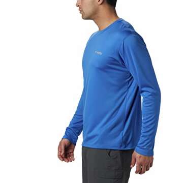 Columbia Men's PFG Zero Rules Long Sleeve Crew, UV Sun Protection, Moisture Wicking Fabric Vivid Blue