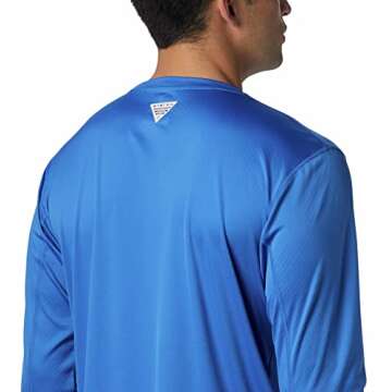 Columbia Men's PFG Zero Rules Long Sleeve Crew, UV Sun Protection, Moisture Wicking Fabric Vivid Blue