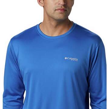 Columbia Men's PFG Zero Rules Long Sleeve Crew, UV Sun Protection, Moisture Wicking Fabric Vivid Blue