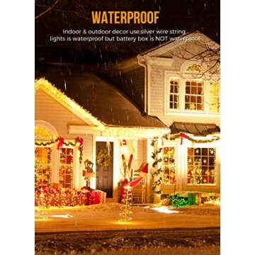 10Feet Battery Operated Fairy Lights, 120LEDs Firecracker String Lights Waterproof Silver Wire Starry Firefly Lights for DIY Wreath Home Weeding Indoor Outdoor Christmas Decorations, Warm White