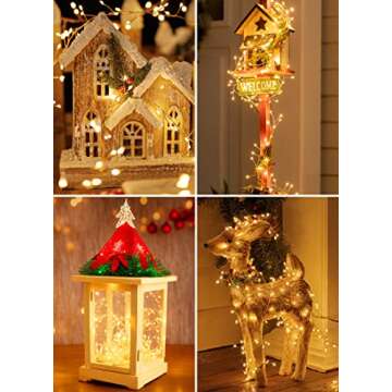 10Feet Battery Operated Fairy Lights, 120LEDs Firecracker String Lights Waterproof Silver Wire Starry Firefly Lights for DIY Wreath Home Weeding Indoor Outdoor Christmas Decorations, Warm White