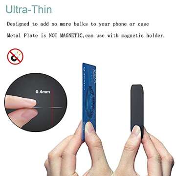 Pau1Hami1ton Adhesive Thin Metal Plates(Compatible with Magnetic Mounts),4 Piece Metal Plates for Phone Case,Metal Plate for Car,Metal Plates for Phone(2 Rectangle and 2 Round) S-07N(Black)