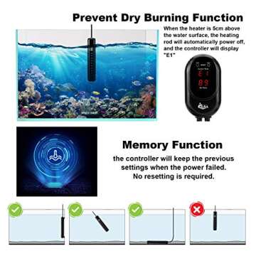 AQQA 200W Submersible Aquarium Heater with Controller