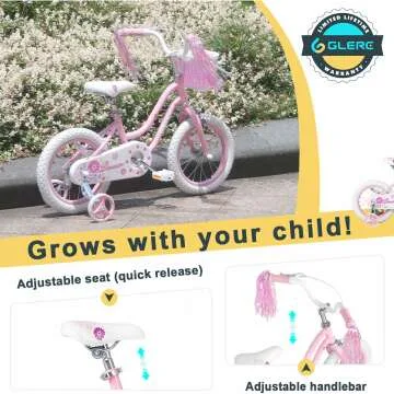 Daisy Princess Girl's Bike 12-16 Inch with Training Wheels