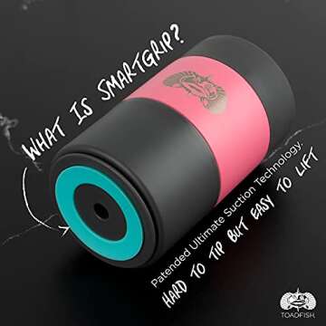 Toadfish Non-Tipping Can Cooler for 12oz Cans - Suction Cup Can Cooler for Beer & Soda - Includes Slim Can Adapter - Stainless Steel Double-Wall Vacuum Insulated Cooler - Graphite