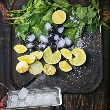 Stainless Steel Ice Cube Maker Tray,Lever Style Ice Cube Mold Quick To Making 18 Ice Cubes