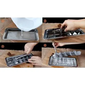 Stainless Steel Ice Cube Maker Tray,Lever Style Ice Cube Mold Quick To Making 18 Ice Cubes