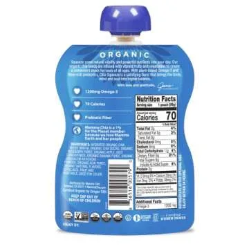 Mamma Chia Organic Prebiotic Squeeze Snack, Blueberry Acai, Fiber-Rich Prebiotic Gut Support, USDA Certified Organic, Non-GMO, Vegan, Gluten Free, 14 Ounce (Pack of 6)