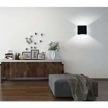 ZYI Indoor LED Wall Lamp with Touch Switch, Cordless Lamp Rechargeable USB Wall Sconce Lights Battery Powered Bedside Lamps for Bedroom Children's Room Corridor Stairwell(Black, 6000K)