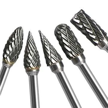 Double Cut Carbide Rotary Burr Set - 10 Pcs 1/8" Shank, 1/4" Head Length Tungsten Steel for Woodwork...