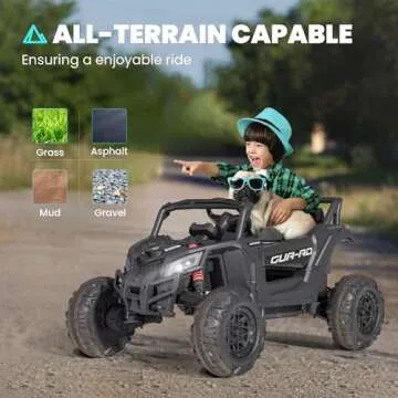 Ride on Toys for Kids 4-8, 2 Seater UTV with Remote Control, Electric Vehicles with Horn, 3 Speeds, LED Lights, MP3 Player, Open Doors, Safety Belt (Black)