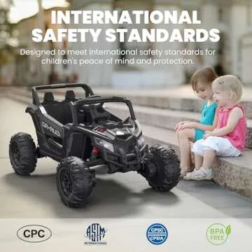 Ride on Toys for Kids 4-8, 2 Seater UTV with Remote Control, Electric Vehicles with Horn, 3 Speeds, LED Lights, MP3 Player, Open Doors, Safety Belt (Black)